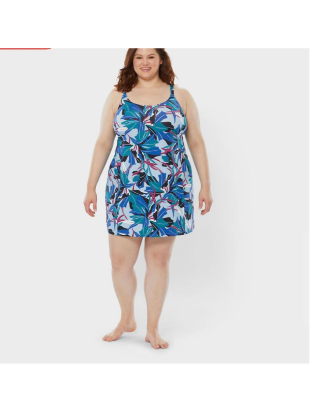 Duluth Trading Women's Alaskan Hardgear Blue Floral One Piece Swim Dress 22W